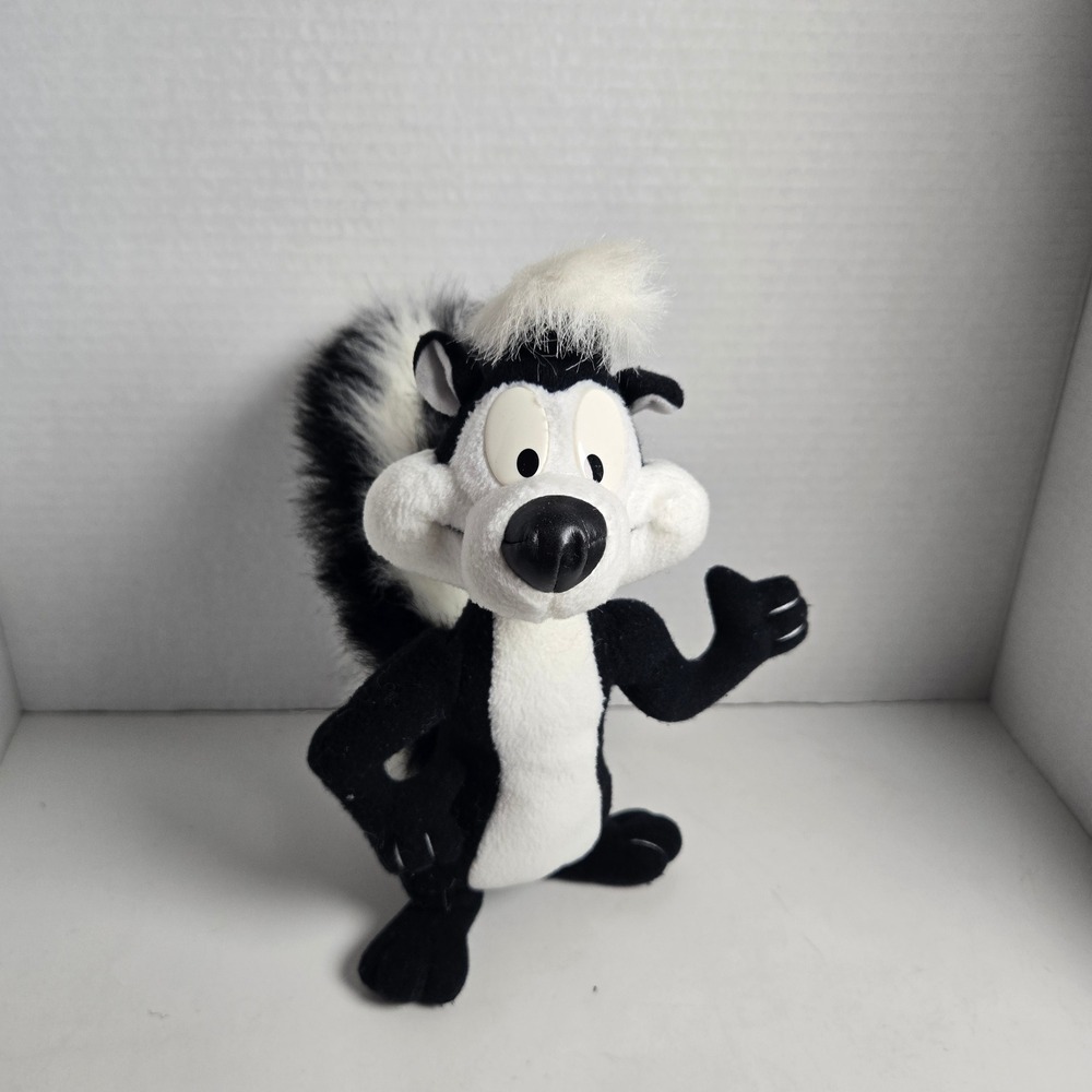 Vintage Looney Tunes Pepe Le Pew Plush Stuffed Toy 10" Tyco 1994 WB Cartoon